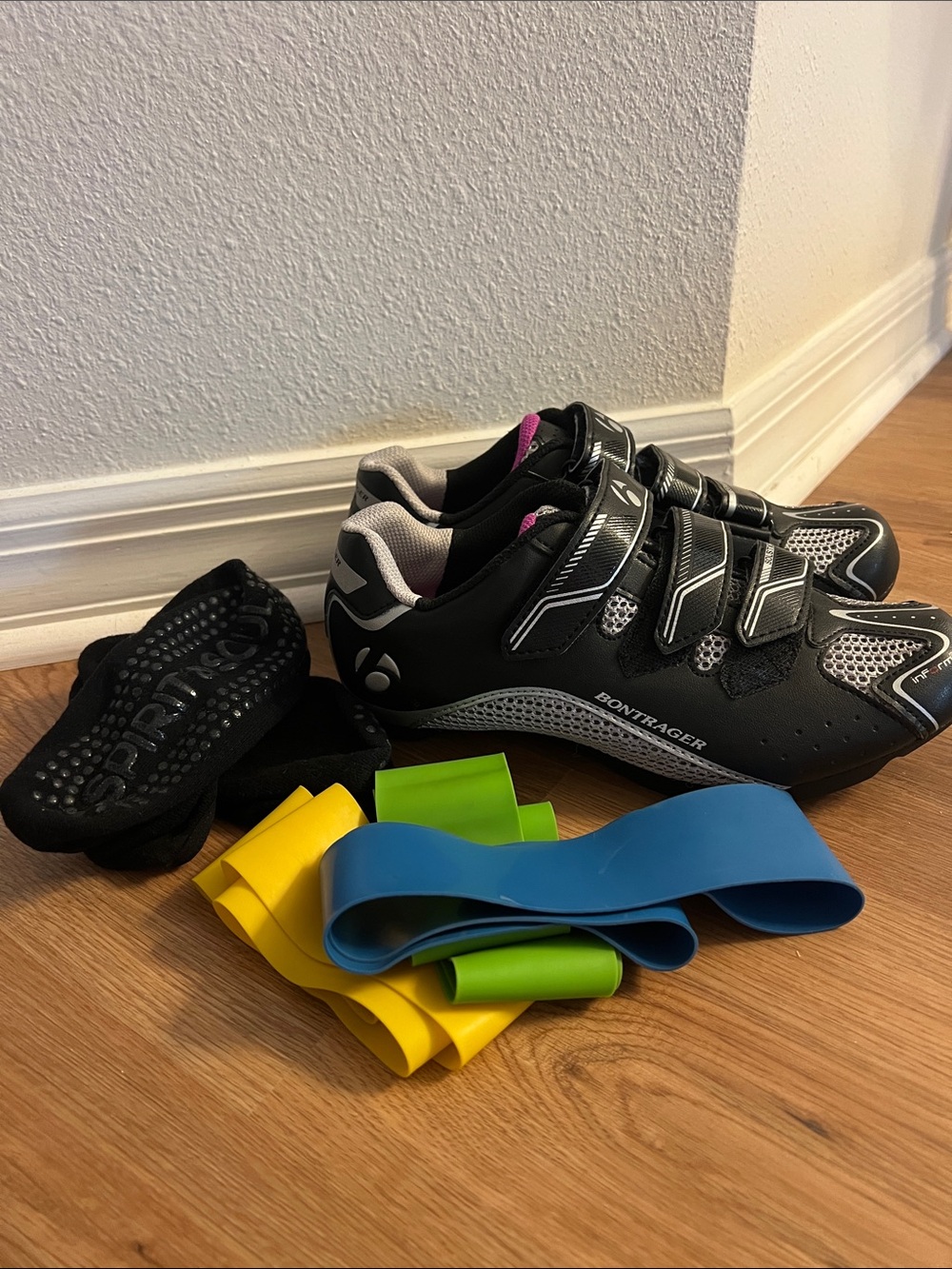 Bontrager Black Cycling Shoes with Pink Accents
